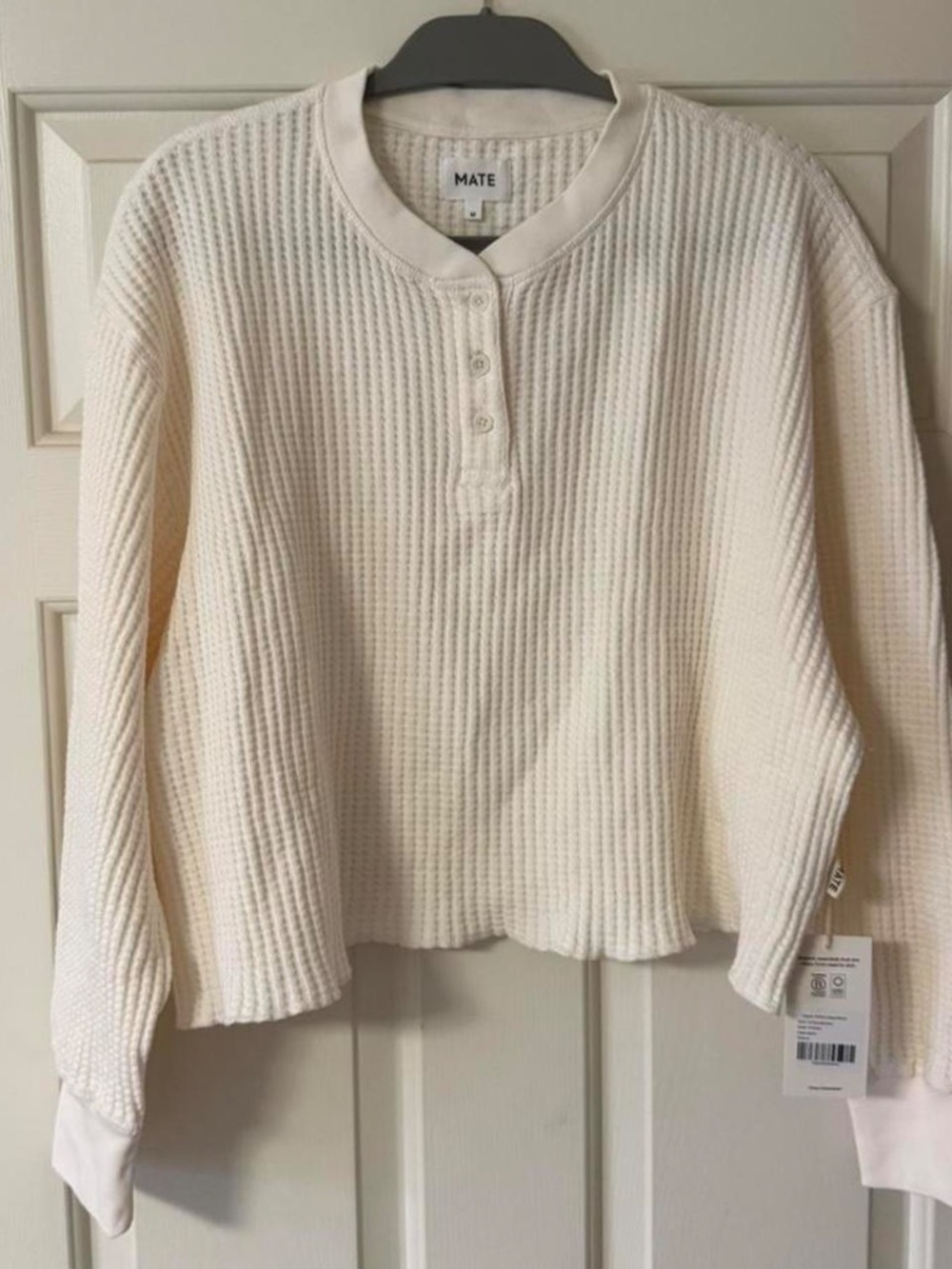 Mate the label Organic Waffle Cropped Henley Bone $138 retail - Picture 2 of 5